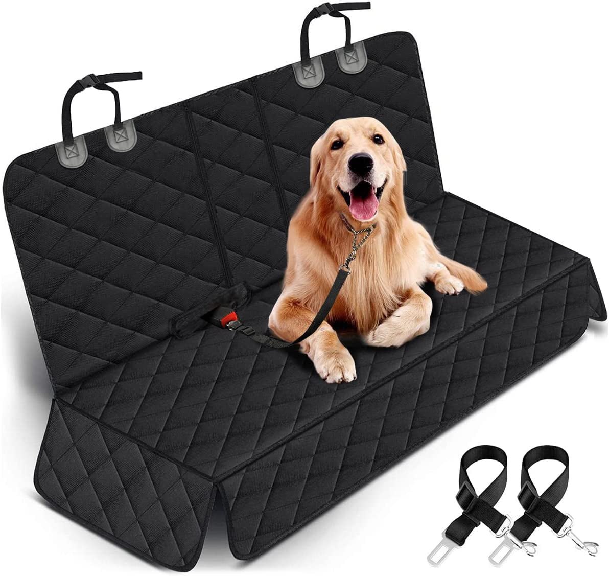 Premium Waterproof Dog Car Seat Cover - Non-Slip Back Seat Protector for Pets, Compatible with Most Cars, Trucks, and SUVs - Black